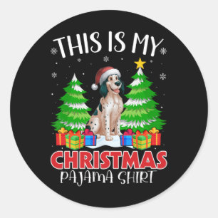 Pegatina Redonda Este Es Mi Navidad Pajama English Setter Dog Xma