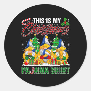 Pegatina Redonda Este Es Mi Navidad Pajama Gnome Voleibol Ball