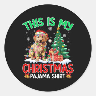 Pegatina Redonda Este Es Mi Navidad Pajama Golden Retriever Dog L