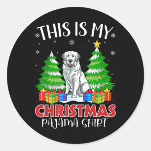 Pegatina Redonda Este Es Mi Navidad Pajama Great Pyrenees Dog Xma