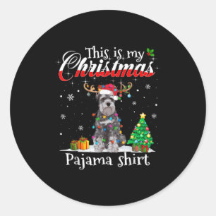 Pegatina Redonda Este Es Mi Navidad Pajama Schnauzer Lover Perro Me