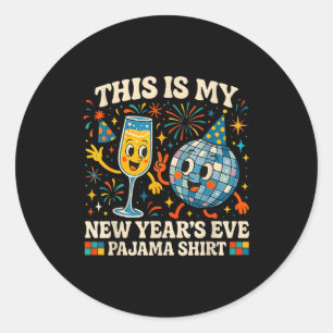 Pegatina Redonda Este Es Mi Pijama De Nochevieja Divertido Regalo R