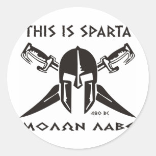 Pegatina Redonda Éste es Sparta - Molon Lave - negro