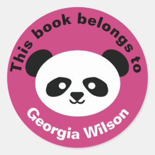 Pegatina Redonda Este Libro Pertenece A Los Chicas Panda Bear Kawai