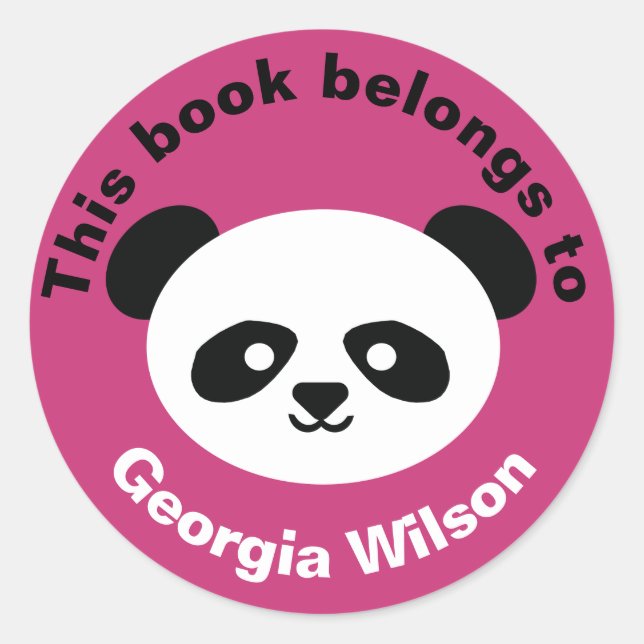 Pegatina Redonda Este Libro Pertenece A Los Chicas Panda Bear Kawai (Anverso)