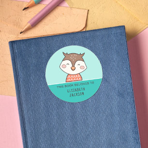 Pegatina Redonda Este libro pertenece a los niños de búho de Cute