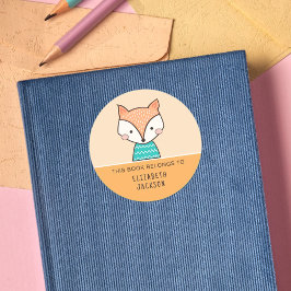 Pegatina Redonda Este libro pertenece a los niños de Cute fox
