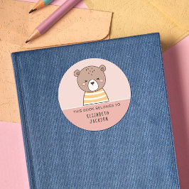 Pegatina Redonda Este libro pertenece a los niños de los animales d