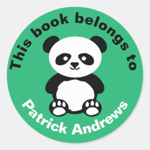 Pegatina Redonda Este Libro Pertenece A Los Niños Panda Bear Kawaii