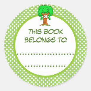 Pegatina Redonda Este Libro Pertenece a Lunares y Árbol