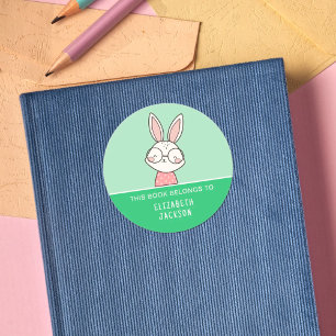 Pegatina Redonda Este libro pertenece a niños de conejo cutto