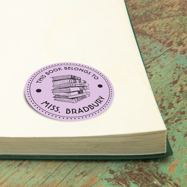 Pegatina Redonda Este Libro Pertenece A Personalizado (This Book Belongs To Personalized Classic Round Sticker)