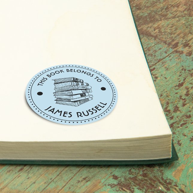 Pegatina Redonda Este Libro Pertenece A Personalizado (This Book Belongs To Personalized Classic Round Sticker)