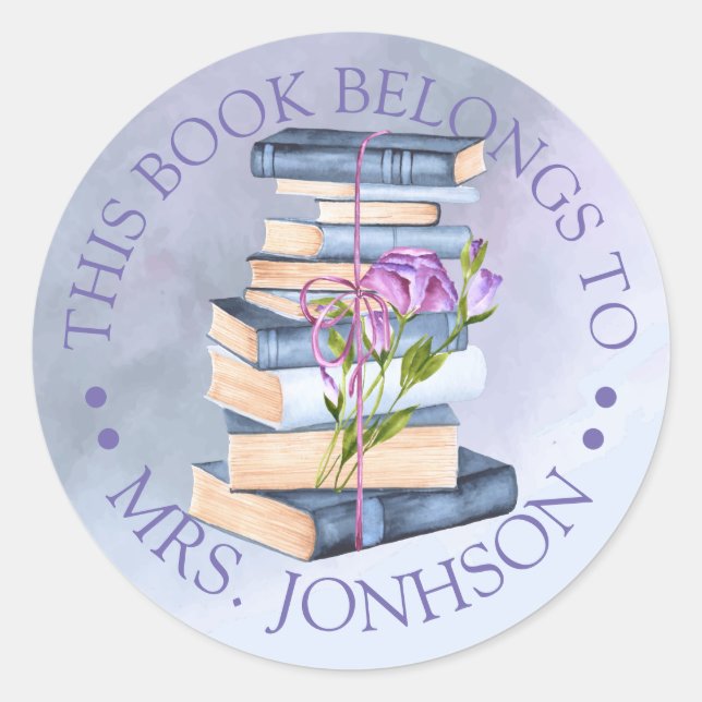 Pegatina Redonda Este Libro Pertenece A Personalizado (Anverso)