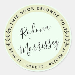 Pegatina Redonda Este Libro Pertenece A Personalizado