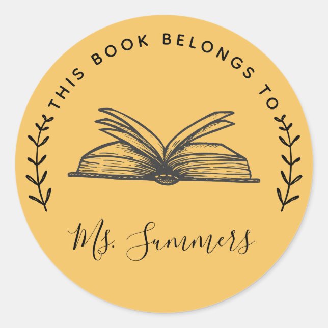 Pegatina Redonda Este Libro Pertenece A Personalizado (Anverso)