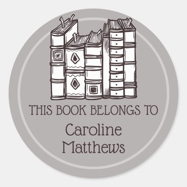 Pegatina Redonda Este Libro Pertenece A Personalizado (Anverso)