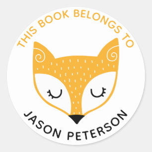Pegatina Redonda Este libro pertenece al Fox lindo del arbolado de