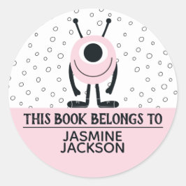 Pegatina Redonda Este libro pertenece al monstruo divertido lindo r