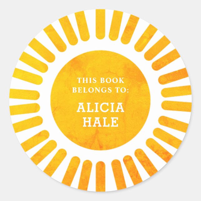 Pegatina Redonda Este Libro Pertenece Al Sunshine acuarela (Anverso)