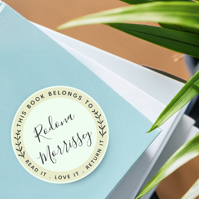 Pegatina Redonda Este Libro Pertenece Personalizado (This Book Belongs To Personalized Classic Round Sticker)