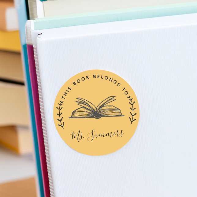 Pegatina Redonda Este Libro Pertenece Personalizado (This Book Belongs To Personalized Classic Round Sticker)