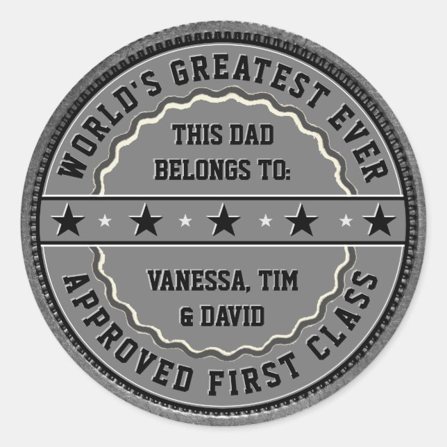 Pegatina Redonda Este padre más grande de todos los tiempos pertene (Anverso)