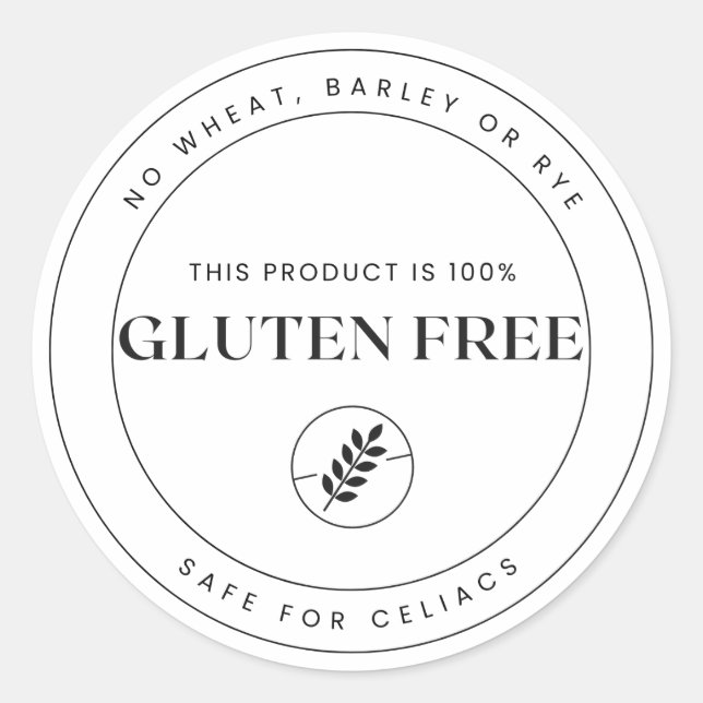 Pegatina Redonda Este producto es 100% libre de gluten - enfermedad (Anverso)