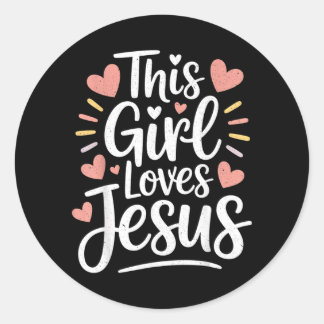 Pegatina Redonda Este regalo de niña ama a Jesús para niño cristian