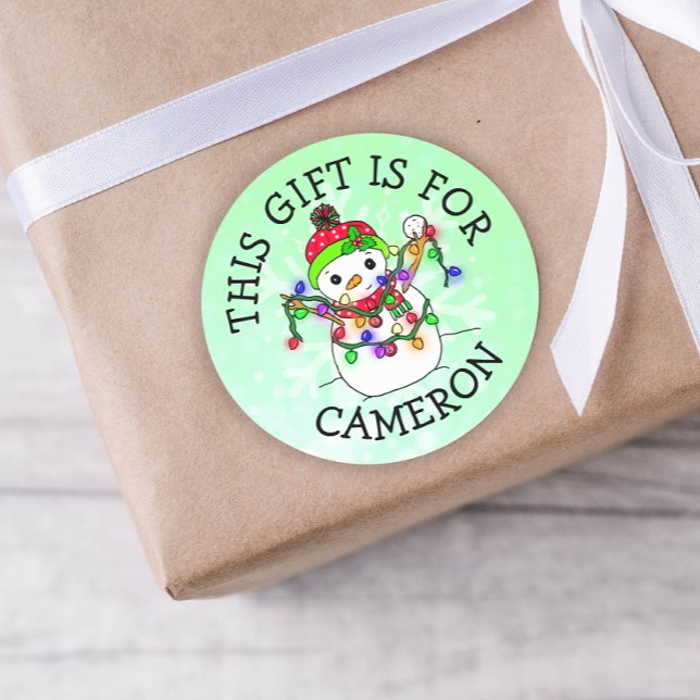 Pegatina Redonda Este regalo es para los Navidades de Snowman con e (Subido por el creador)