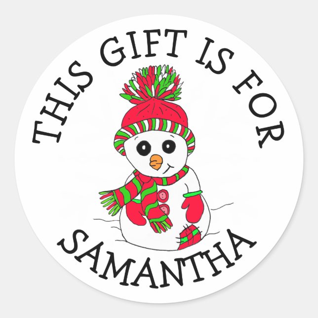 Pegatina Redonda Este regalo es para los Navidades de Snowman con e (Anverso)
