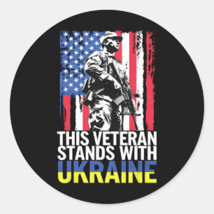 Pegatina Redonda Este veterano está con Ucrania 8