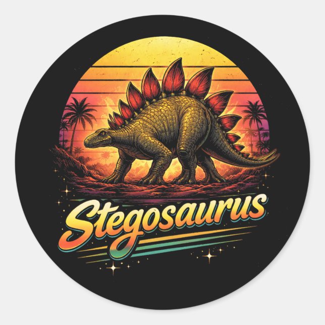 Pegatina Redonda Estegosaurio (Anverso)