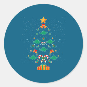 Pegatina Redonda Estegosaurio Dinosaurio Árbol de Navidad Xmas Mang