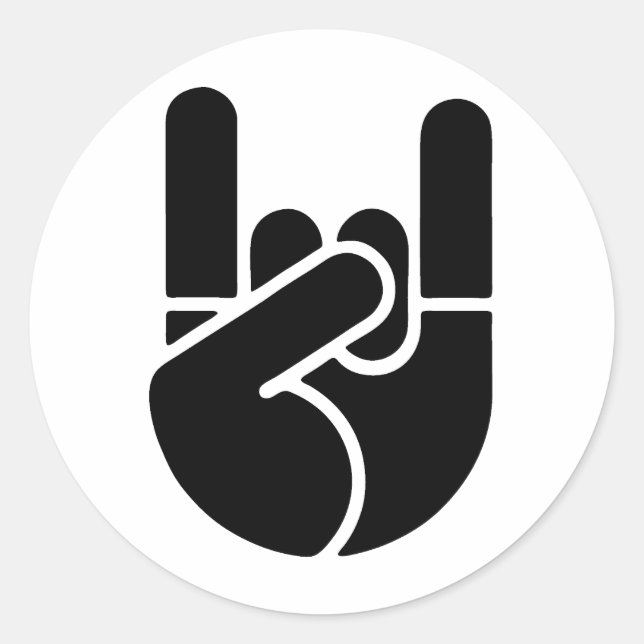 Pegatina Redonda Esténcil de mano de rock (Anverso)