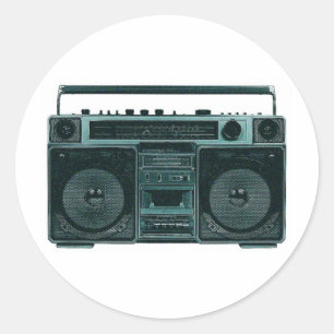 Pegatina Redonda estéreo retro