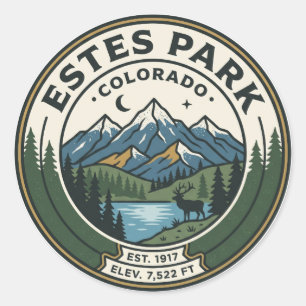 Pegatina Redonda Estes Park Colorado