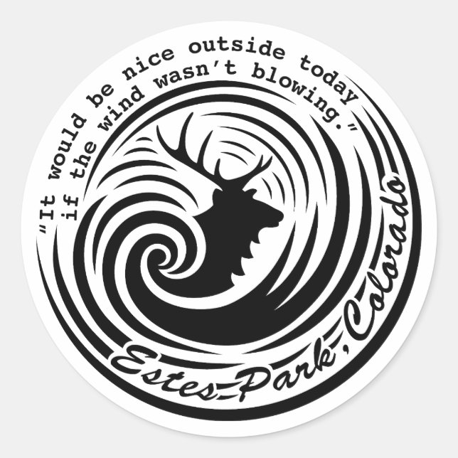 Pegatina Redonda Estes Wind white sticker (Anverso)