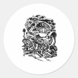 Pegatina Redonda Estética Cottagecore Rana Hongo Arte Goblincore