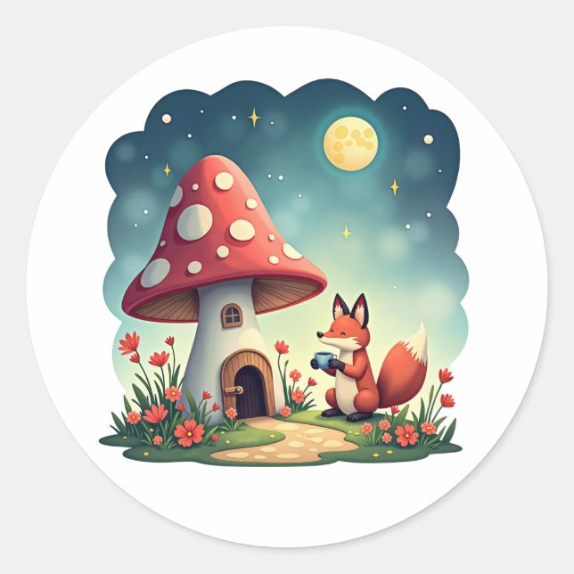 Pegatina Redonda Estética de Cottagecore (Anverso)