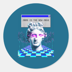 Pegatina Redonda Estética de estatua de Vaporwave Glitch 2016