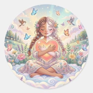 Pegatina Redonda Estética del Amor y la Amabilidad