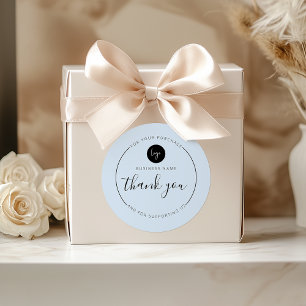 Pegatina Redonda Estética Minimalista azul claro Gracias Círculo