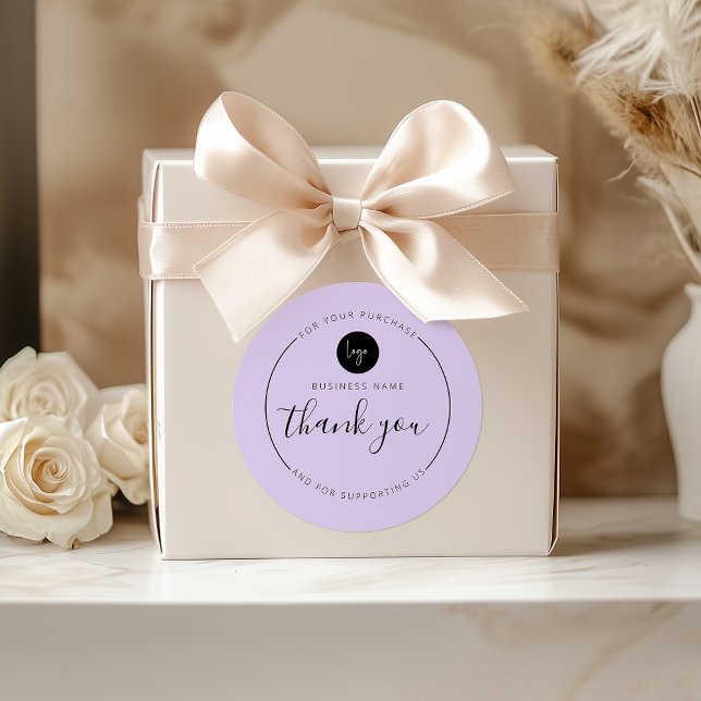 Pegatina Redonda Estética Minimalista Púrpura Gracias Círculo (Purple Minimalist Aesthetic Thank You Circle Classic Round Sticker)