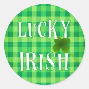 Pegatina Redonda Estética personalizada LUCKY IRISH Día de San Patr