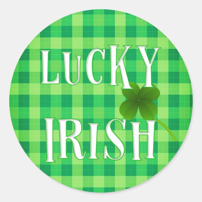 Pegatina Redonda Estética personalizada LUCKY IRISH Día de San Patr (Anverso)