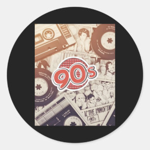 Pegatina Redonda Estética Retro de los 90 – Cette Tapes Vibraciones