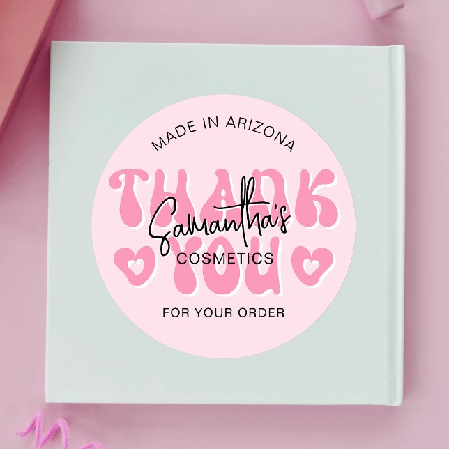 Pegatina Redonda Estética rosa Retro Groovy Gracias Por Negocios (Subido por el creador)