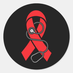 Pegatina Redonda Estetioscopio- Anemia falciforme Sensibilización