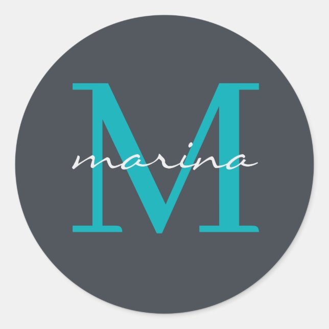 Pegatina Redonda Estilis y monogramado personalizado (Anverso)